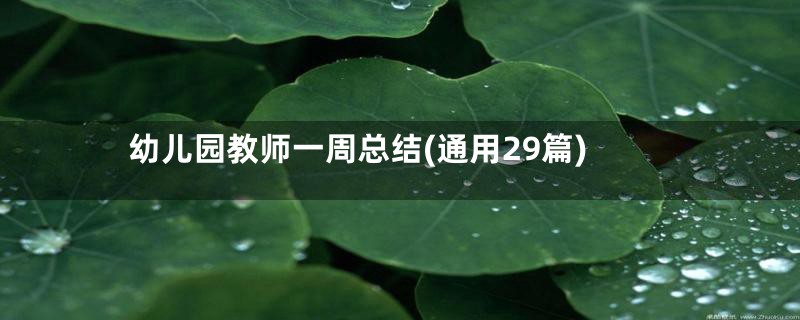 幼儿园教师一周总结(通用29篇)