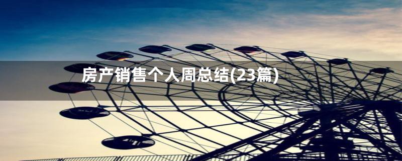 房产销售个人周总结(23篇)