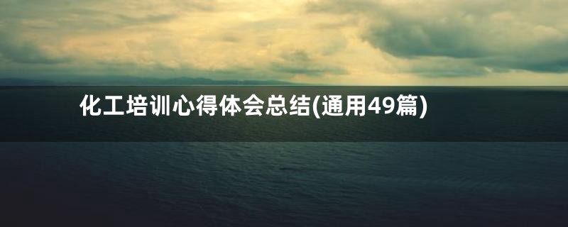 化工培训心得体会总结(通用49篇)