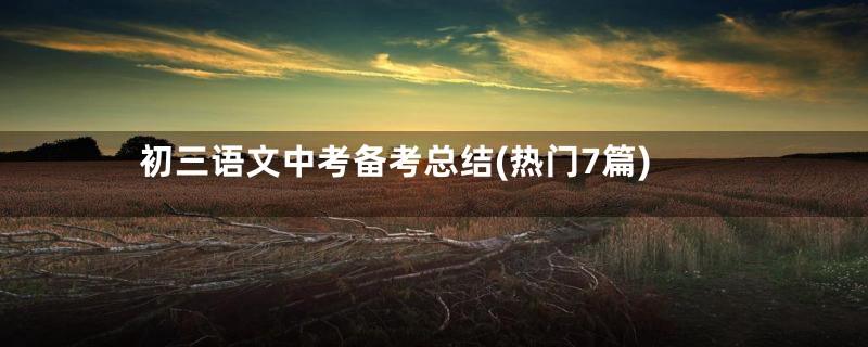 初三语文中考备考总结(热门7篇)