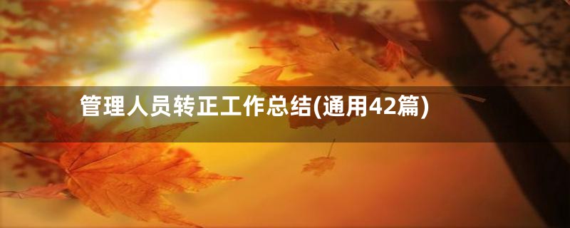 管理人员转正工作总结(通用42篇)