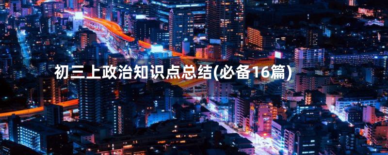 初三上政治知识点总结(必备16篇)