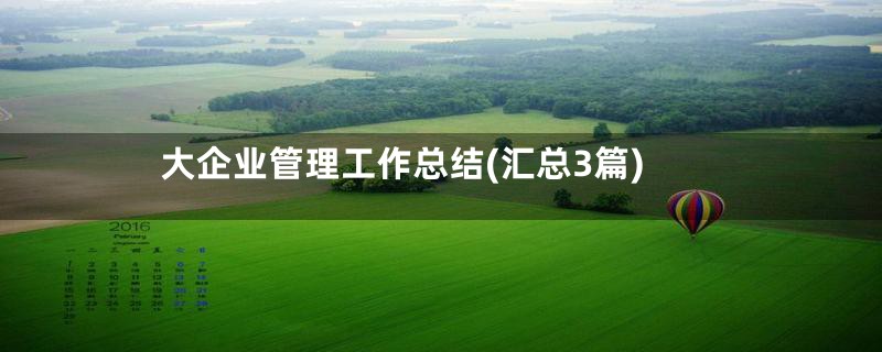 大企业管理工作总结(汇总3篇)