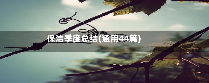 保洁季度总结(通用44篇)