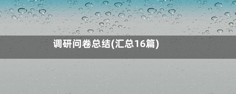 调研问卷总结(汇总16篇)