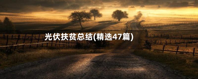 光伏扶贫总结(精选47篇)