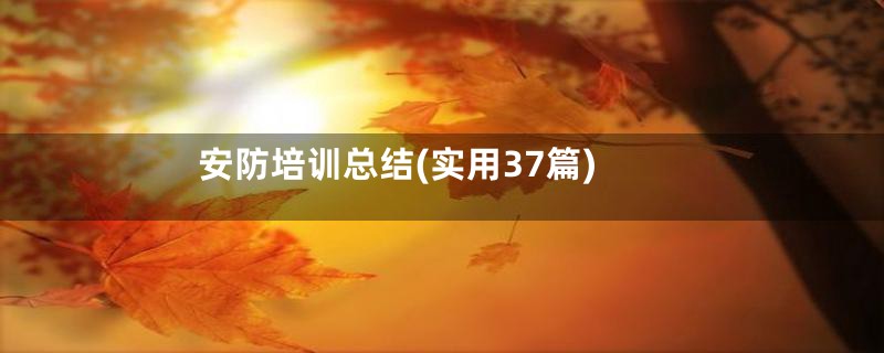 安防培训总结(实用37篇)