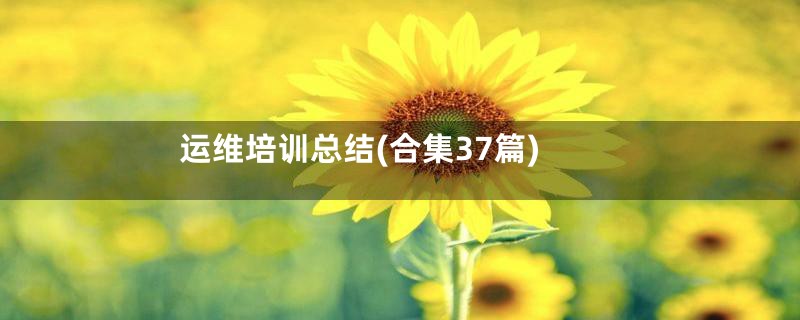 运维培训总结(合集37篇)