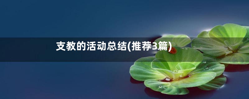 支教的活动总结(推荐3篇)
