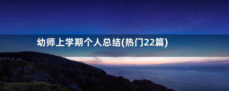 幼师上学期个人总结(热门22篇)