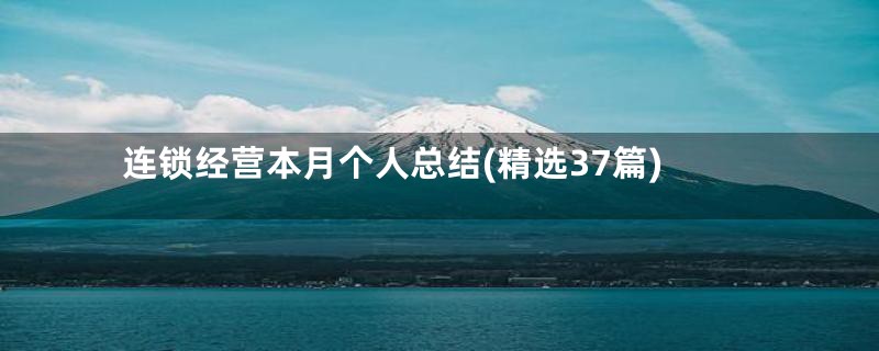 连锁经营本月个人总结(精选37篇)