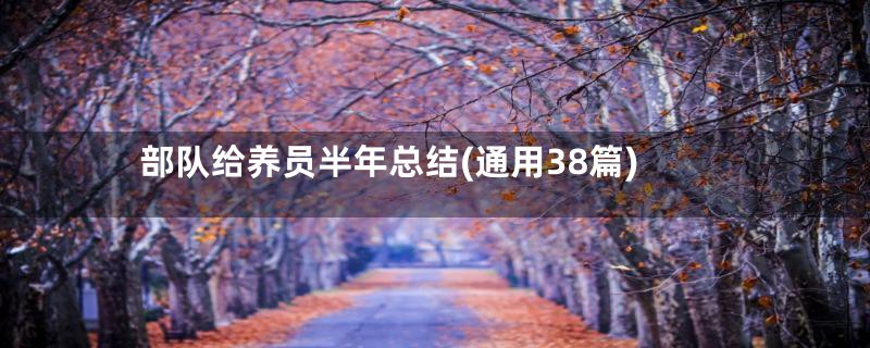 部队给养员半年总结(通用38篇)