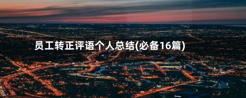 员工转正评语个人总结(必备16篇)