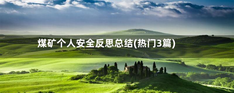 煤矿个人安全反思总结(热门3篇)