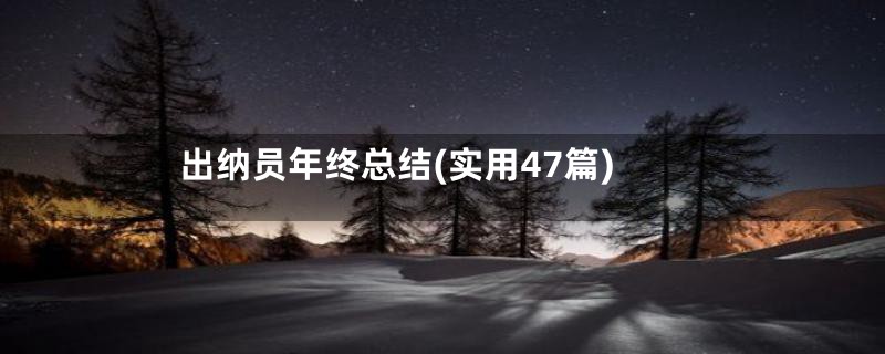 出纳员年终总结(实用47篇)