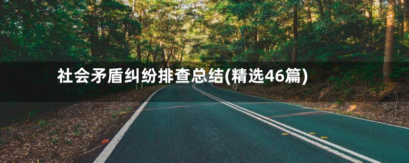 社会矛盾纠纷排查总结(精选46篇)