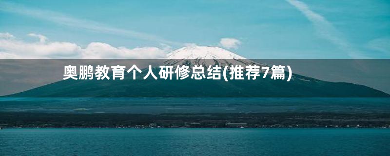 奥鹏教育个人研修总结(推荐7篇)