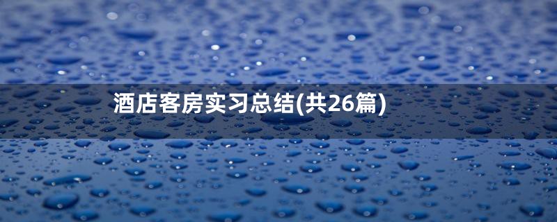 酒店客房实习总结(共26篇)