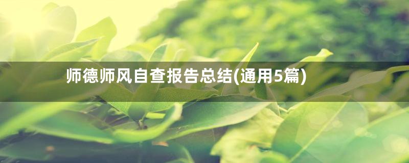 师德师风自查报告总结(通用5篇)