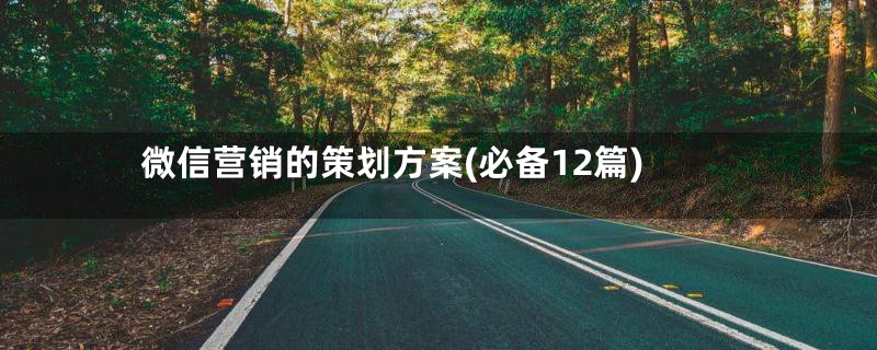 微信营销的策划方案(必备12篇)