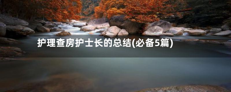 护理查房护士长的总结(必备5篇)