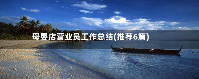 母婴店营业员工作总结(推荐6篇)