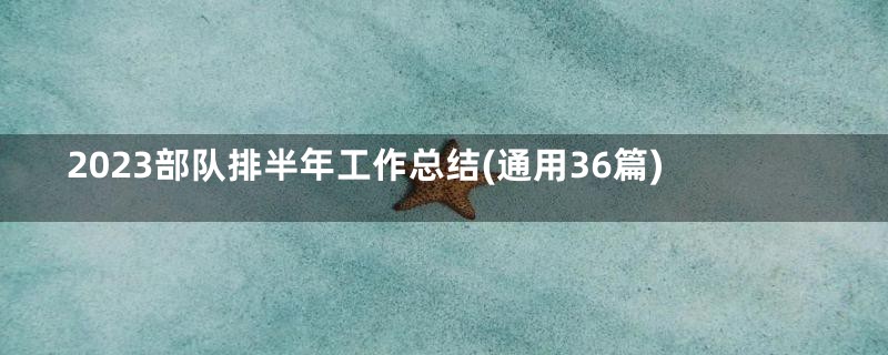 2023部队排半年工作总结(通用36篇)