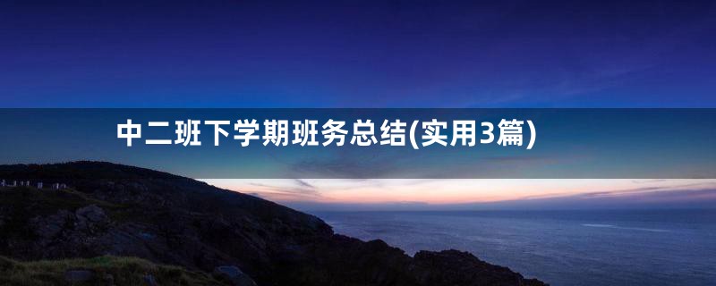 中二班下学期班务总结(实用3篇)