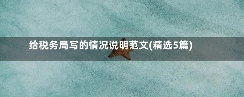 给税务局写的情况说明范文(精选5篇)