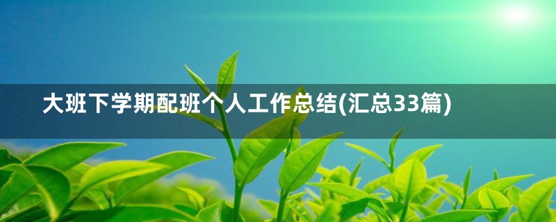 大班下学期配班个人工作总结(汇总33篇)