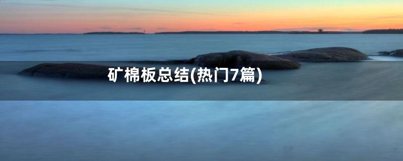 矿棉板总结(热门7篇)