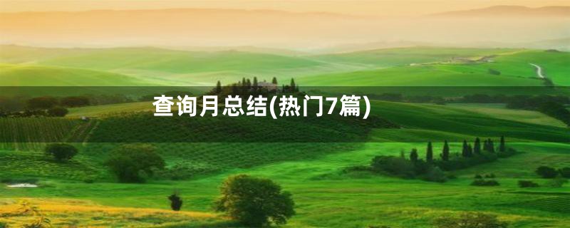 查询月总结(热门7篇)