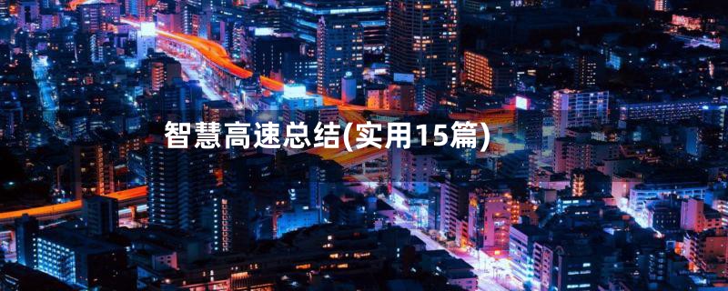 智慧高速总结(实用15篇)