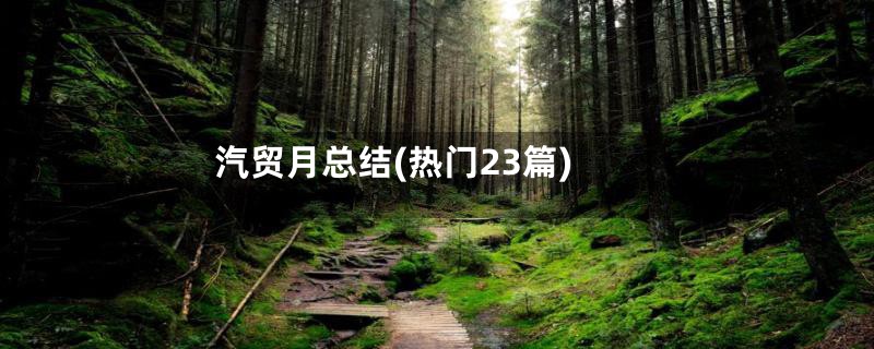 汽贸月总结(热门23篇)