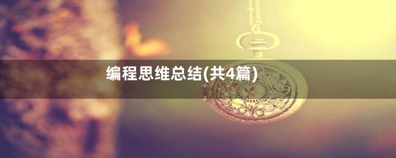 编程思维总结(共4篇)