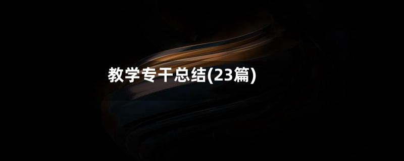 教学专干总结(23篇)