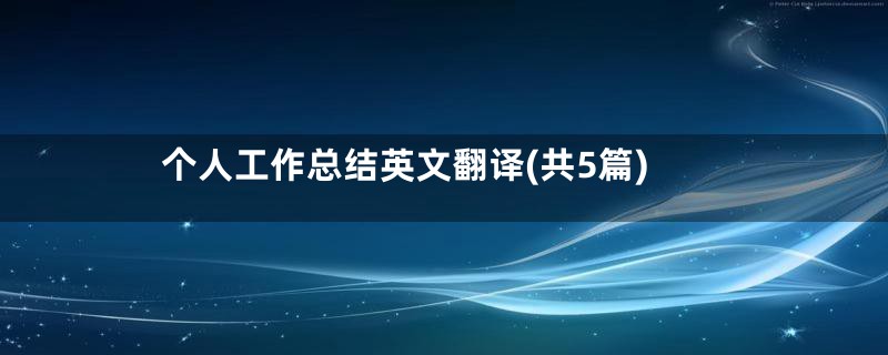 个人工作总结英文翻译(共5篇)