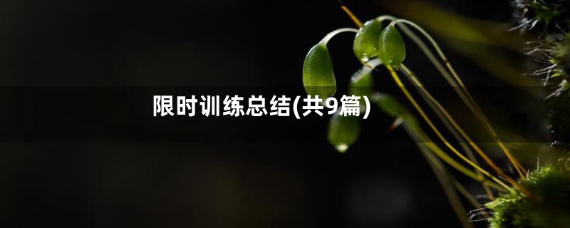限时训练总结(共9篇)