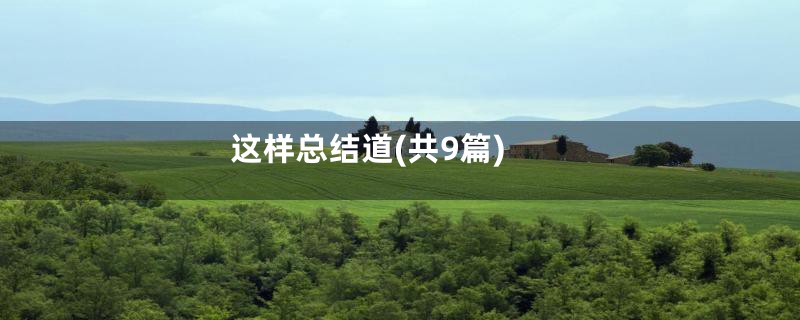 这样总结道(共9篇)