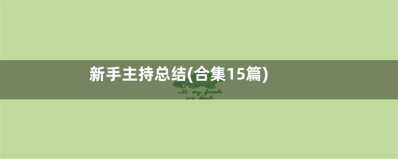 新手主持总结(合集15篇)