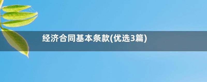 经济合同基本条款(优选3篇)
