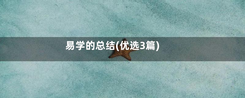 易学的总结(优选3篇)