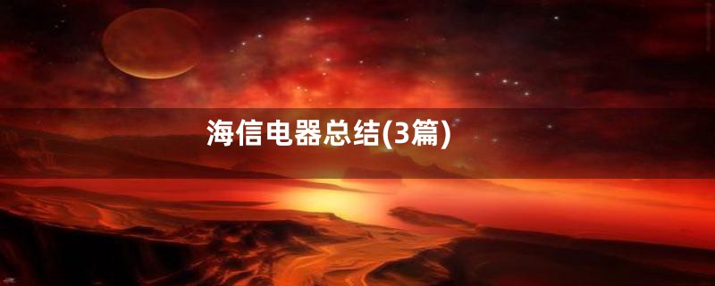 海信电器总结(3篇)