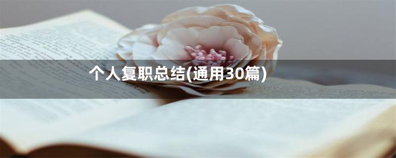 个人复职总结(通用30篇)