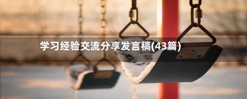 学习经验交流分享发言稿(43篇)