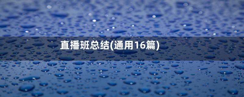 直播班总结(通用16篇)