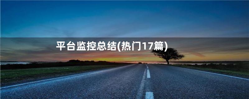 平台监控总结(热门17篇)
