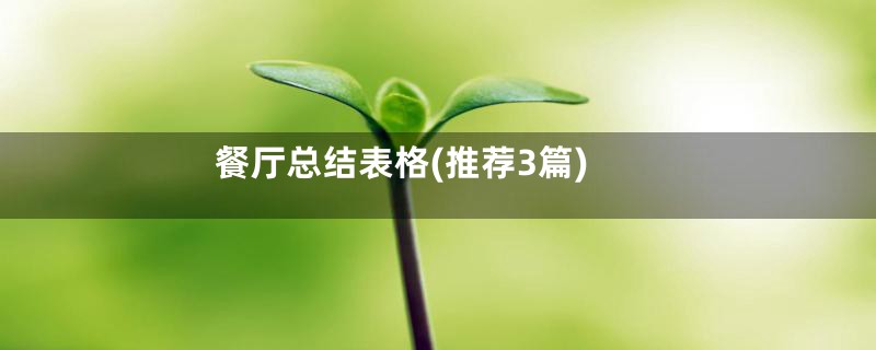 餐厅总结表格(推荐3篇)