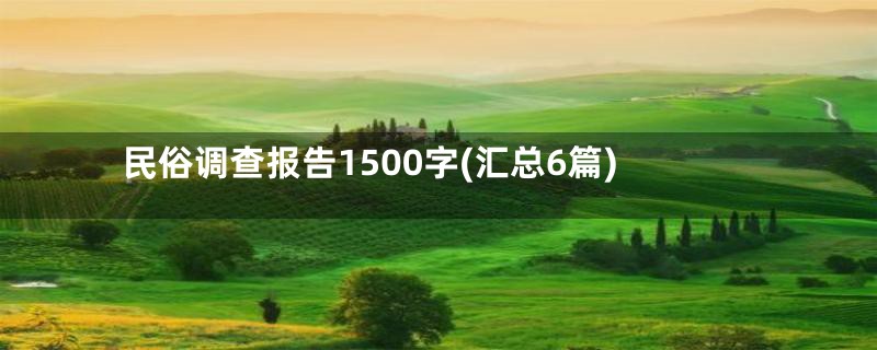 民俗调查报告1500字(汇总6篇)