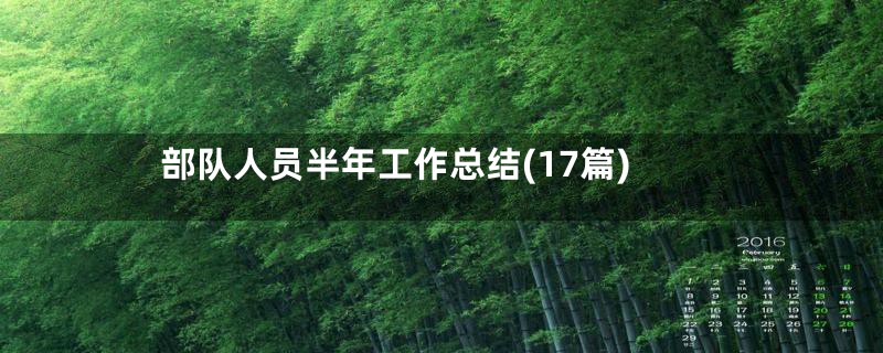 部队人员半年工作总结(17篇)